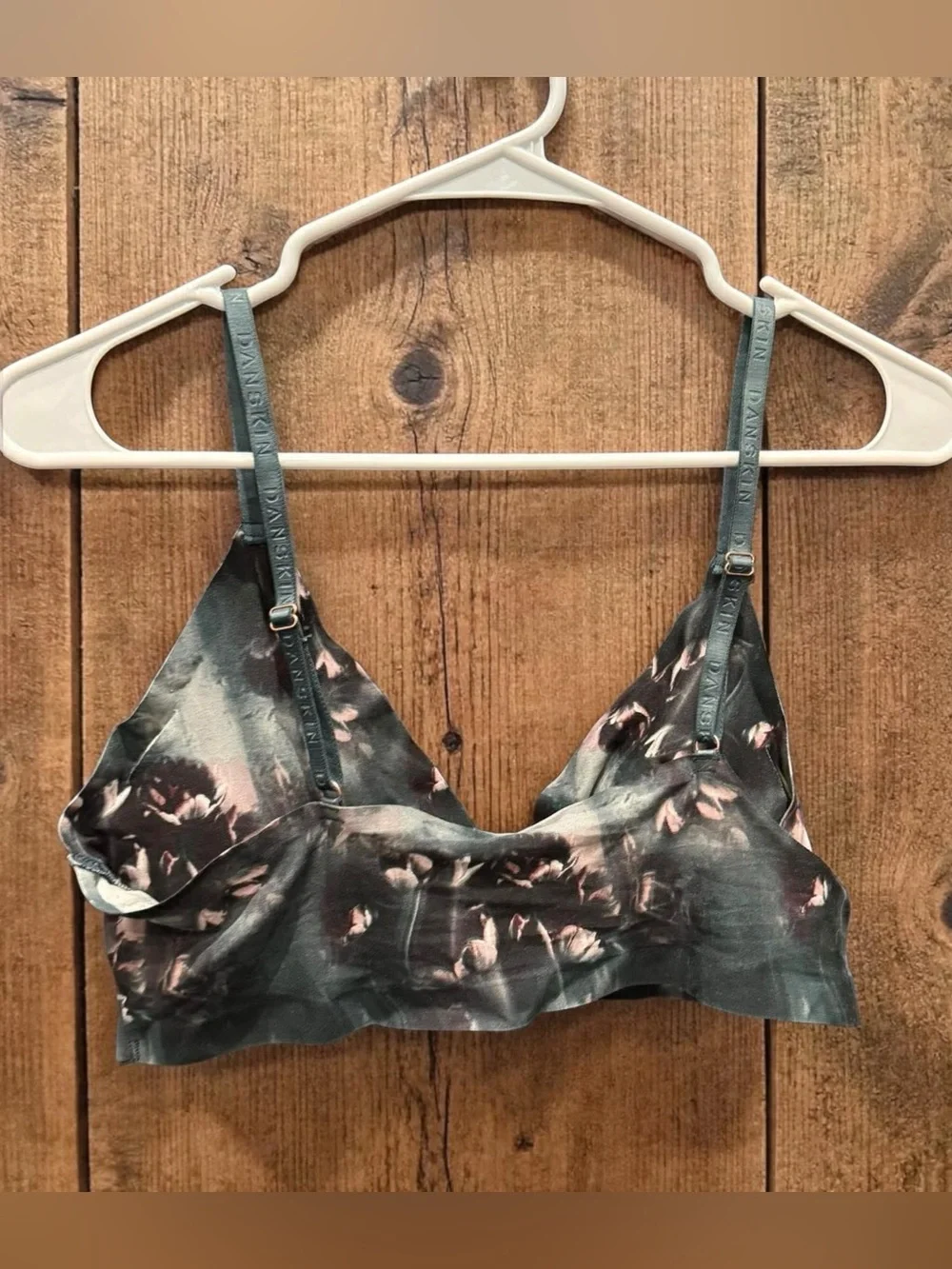 Danskin seamless Teal Floral Wireless Bralette bra XL